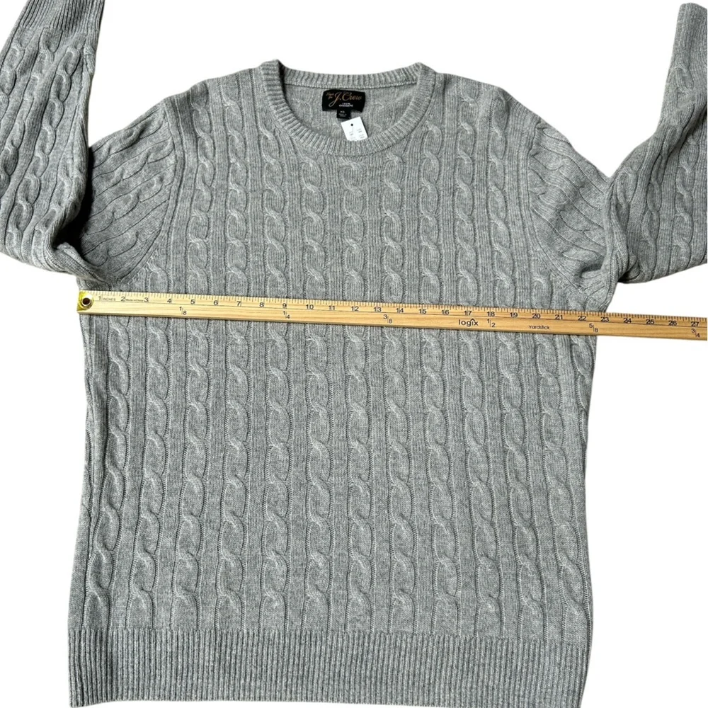 J. Crew Cashmere Lightweight Cable Knit Sweater in Heather Grey, Size XL
